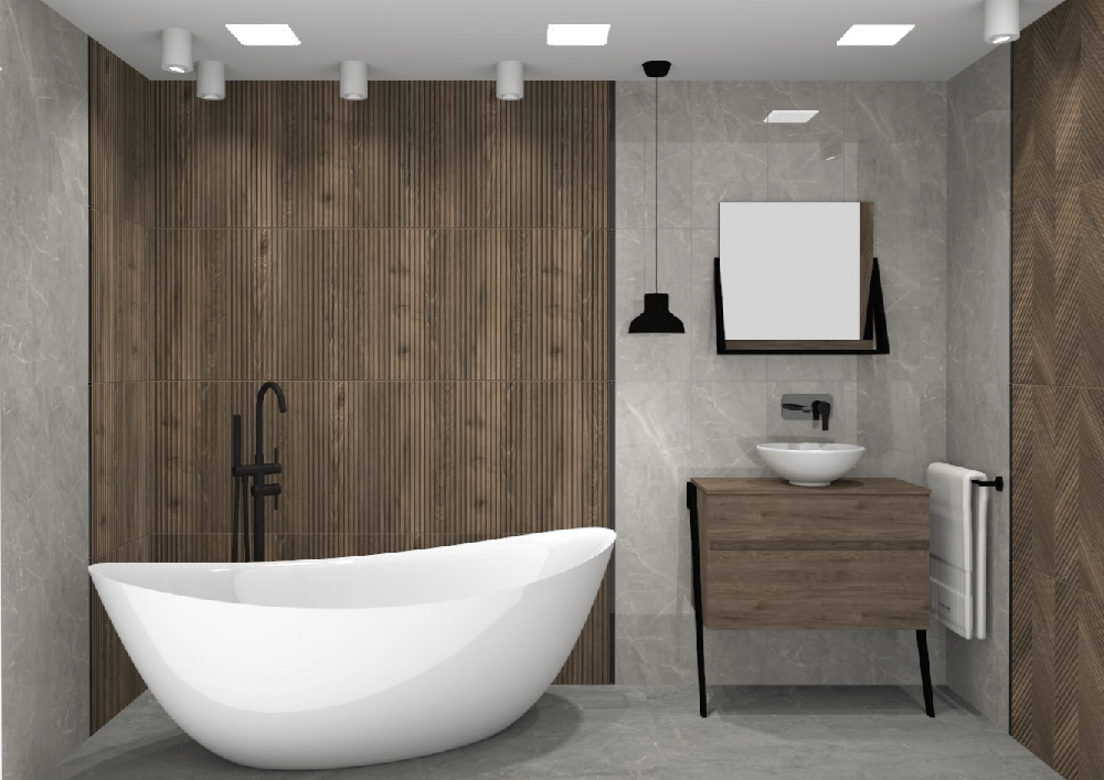 Плитка в дизайне ванной комнаты - 6